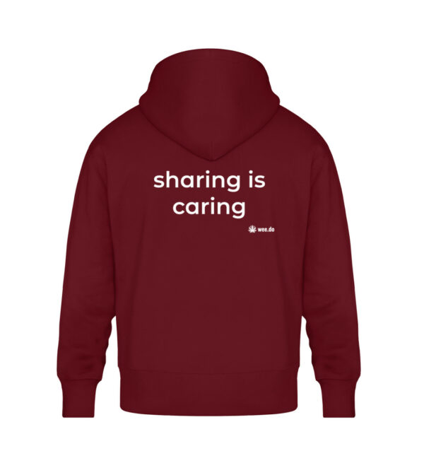 Hoodie, “sharing is caring”, white back print, relaxed fit - Unisex Oversized Organic Hoodie-6974
