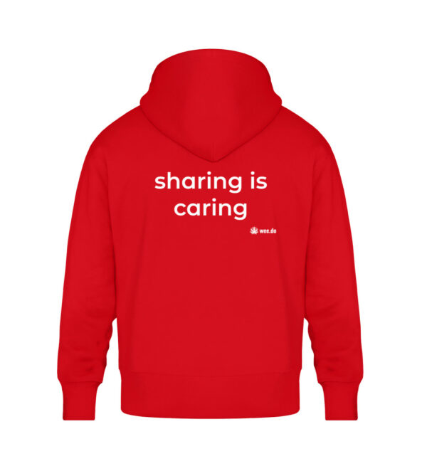 Hoodie, “sharing is caring”, white back print, relaxed fit - Unisex Oversized Organic Hoodie-6973