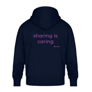 Hoodie, “sharing is caring”, back print, relaxed fit - Unisex Oversized Organic Hoodie-6959