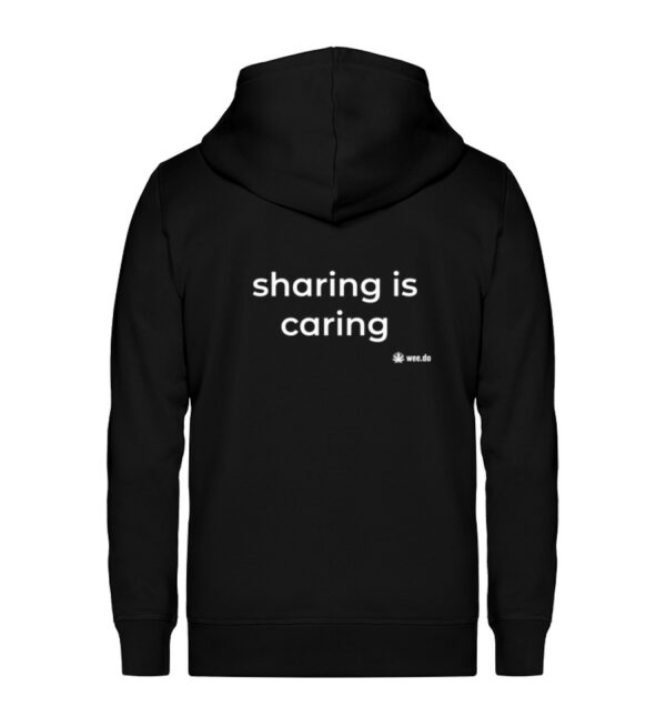 Zipper, white back print, "sharing is caring" - Unisex Organic Zipper ST/ST-16