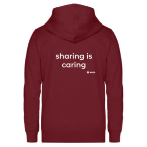 Zipper, white back print, "sharing is caring" - Unisex Organic Zipper ST/ST-6974