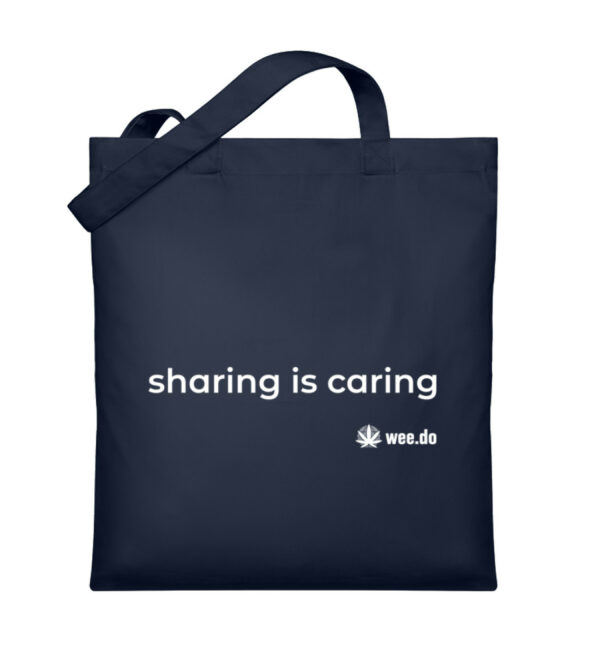 Bag "sharing is caring", white print - Organic Jutebeutel-6959