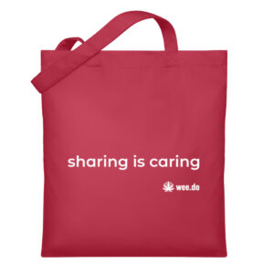 Bag "sharing is caring", white print - Organic Jutebeutel-7010