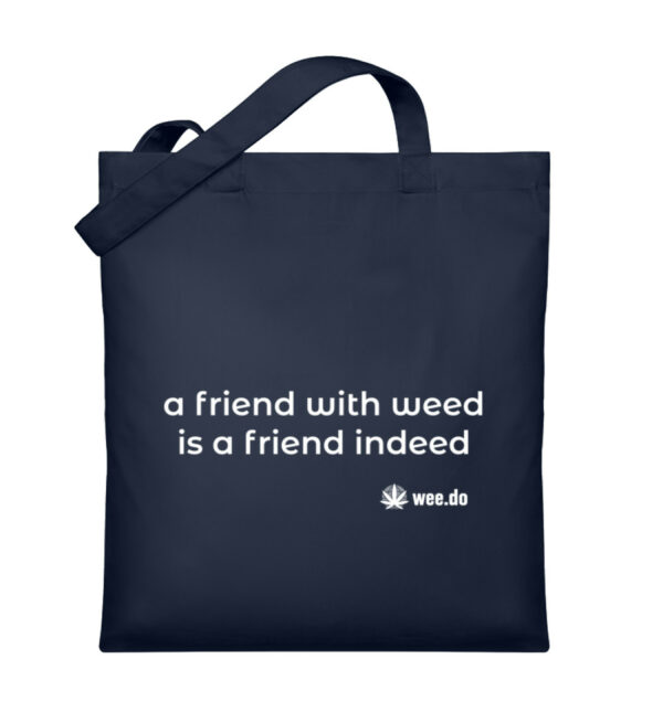 Bag "a friend with weed...", white print - Organic Jutebeutel-6959