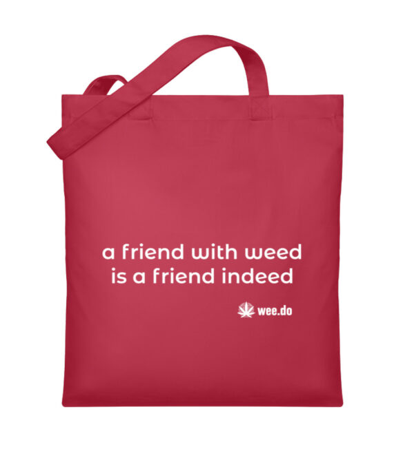 Bag "a friend with weed...", white print - Organic Jutebeutel-7010