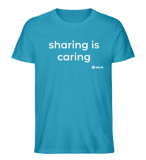 T-Shirt, "sharing is caring", white front print, unisex, medium fit - Herren Premium Organic Shirt-6877