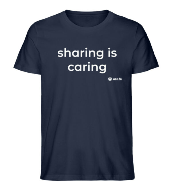 T-Shirt, "sharing is caring", white front print, unisex, medium fit - Herren Premium Organic Shirt-6959