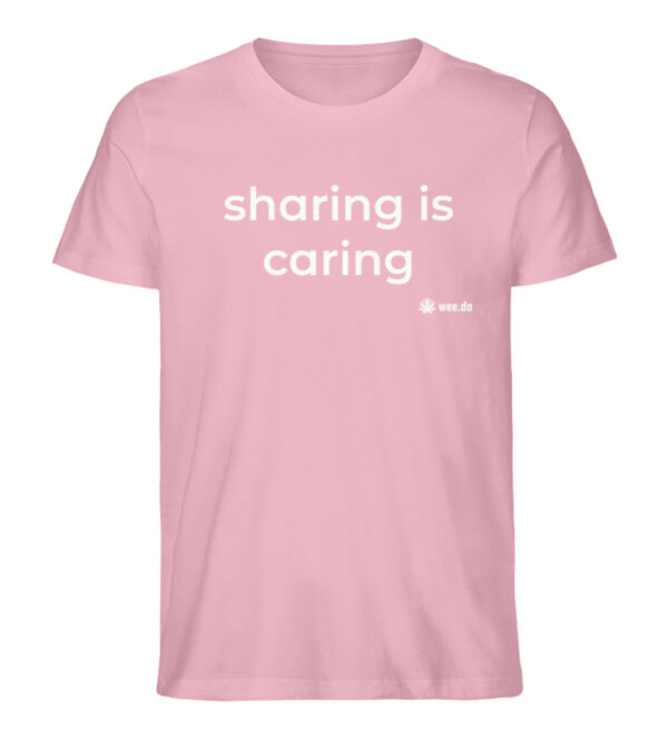 T-Shirt, "sharing is caring", white front print, unisex, medium fit - Herren Premium Organic Shirt-6883