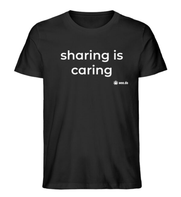 T-Shirt, "sharing is caring", white front print, unisex, medium fit - Herren Premium Organic Shirt-16