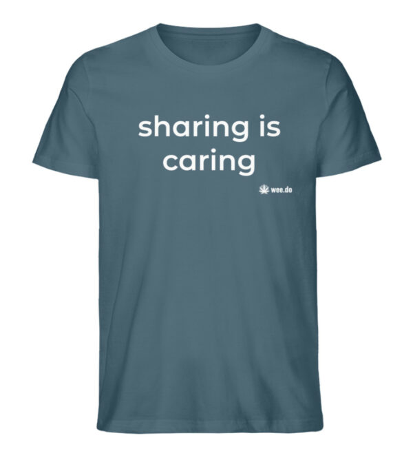T-Shirt, "sharing is caring", white front print, unisex, medium fit - Herren Premium Organic Shirt-6880