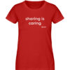 Women-s fitted T-Shirt, "sharing is caring", white front print - Damen Premium Organic Shirt-4