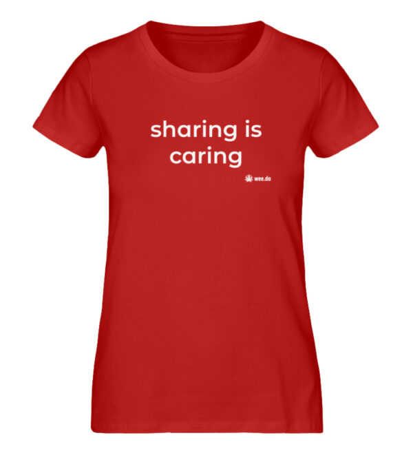 Women-s fitted T-Shirt, "sharing is caring", white front print - Damen Premium Organic Shirt-4