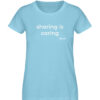 Women-s fitted T-Shirt, "sharing is caring", white front print - Damen Premium Organic Shirt-674