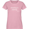 Women-s fitted T-Shirt, "sharing is caring", white front print - Damen Premium Organic Shirt-6883