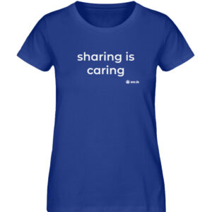 Women-s fitted T-Shirt, "sharing is caring", white front print - Damen Premium Organic Shirt-668