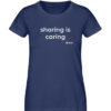 Women-s fitted T-Shirt, "sharing is caring", white front print - Damen Premium Organic Shirt-6057