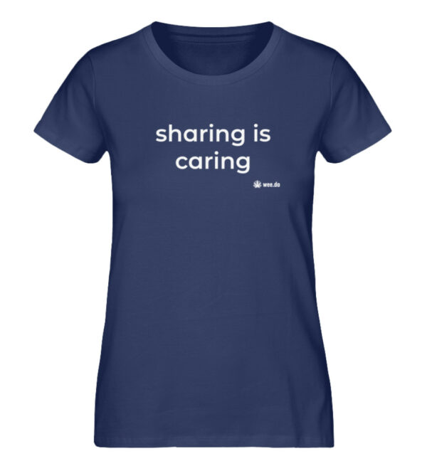 Women-s fitted T-Shirt, "sharing is caring", white front print - Damen Premium Organic Shirt-6057