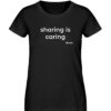 Women-s fitted T-Shirt, "sharing is caring", white front print - Damen Premium Organic Shirt-16