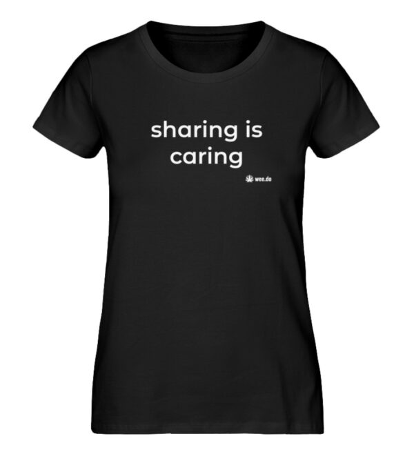Women-s fitted T-Shirt, "sharing is caring", white front print - Damen Premium Organic Shirt-16