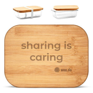 Glass box, “sharing is caring”, laser engraving, full