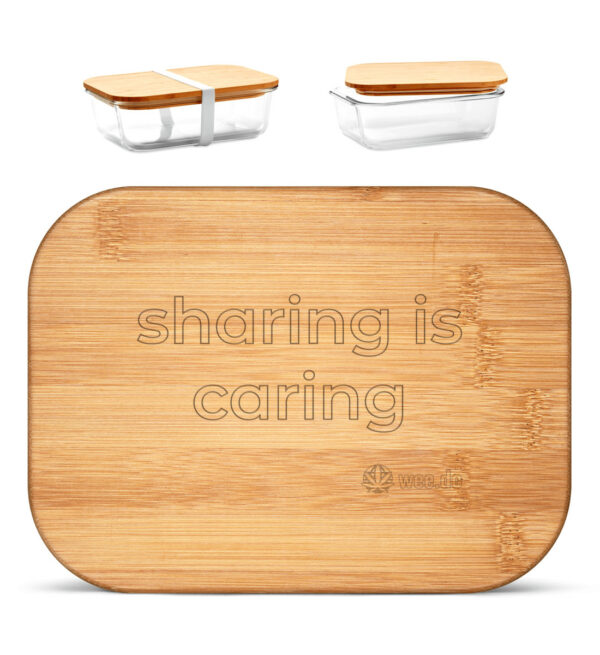 Glass box, "sharing is caring" engraving - Brotdose mit großer Lasergravur-7034