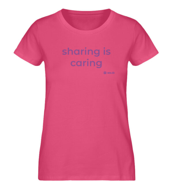 Women-s fitted T-Shirt, "sharing is caring", front print - Damen Premium Organic Shirt-6866