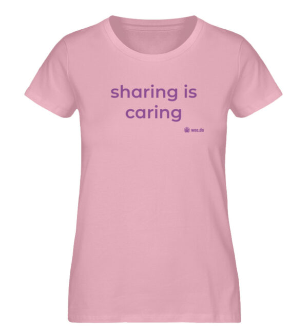 Women-s fitted T-Shirt, "sharing is caring", front print - Damen Premium Organic Shirt-6883