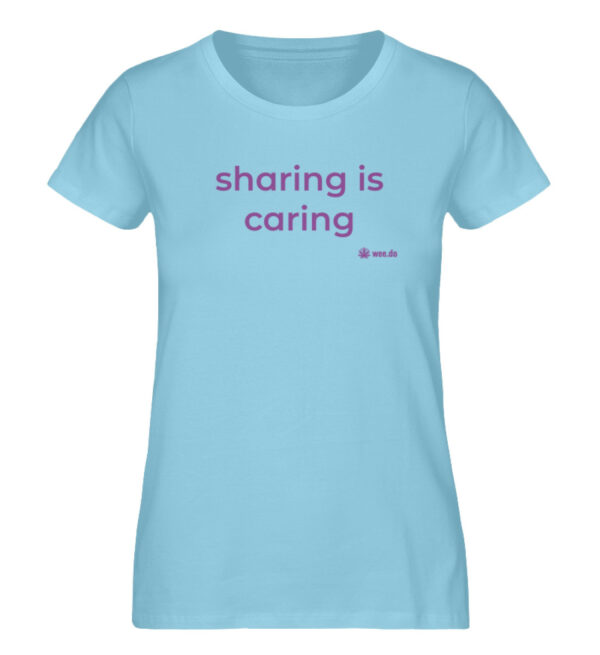 Women-s fitted T-Shirt, "sharing is caring", front print - Damen Premium Organic Shirt-674
