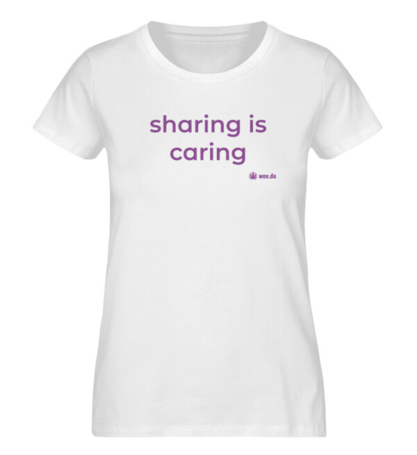 Women-s fitted T-Shirt, "sharing is caring", front print - Damen Premium Organic Shirt-3